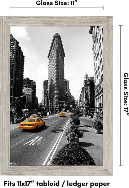 Americanflat 11x17 Picture Frame with Shatter-Resistant Glass - Signature Collection - Gallery-Style Frames Made of Engineered Wood - Photo Frame for Wall Display - Driftwood