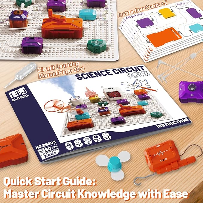 Science Kits for Kids - STEM Kits for Kids, Electronics Exploration Kit, Over 420 Projects, 50 Circuit Parts with Bubble Maker，Fan & Flying Helicopter , STEM Educational Toy Gifts for Boys& Girls