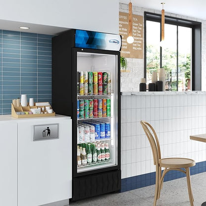 KoolMore 24 in. 12 cu. ft. Commercial One Glass Door Beverage Display Merchandiser Refrigerator Cooler, ETL Listed in Black
