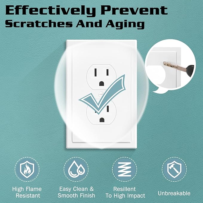 1-Gang Modern Edge Decorative Wall Plate Cover Switch Outlet Single Duplex Electrical Faceplate for Light Switches, Smart Switch, GFCI, Dimmers, Receptacle, USB Outlet (4 Pack, Single Duplex)