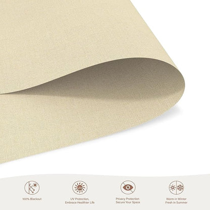 Motorized Roller Blinds with Remote, 100% Blackout Automatic Roller Shades for Bedroom, Bathroom, and Living Room, Customized Size, Morning Beige