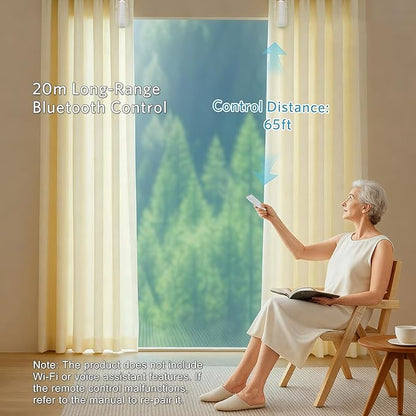 Automatic Curtain Opener Smart Motorized: 2-Pack Heavy Duty 20KG Load Electric Curtain Robot with Remote for Bedroom Living Room│6-Month Battery for Home/Office/Nursery│No WiFi Needed