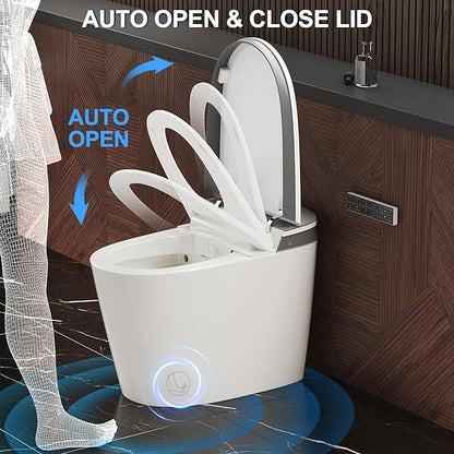Smart Toilet with Built-in Tank and Pump-assisted Flushing, Foot Sensor Operation, Heated Seat, Dryer, Multiple Cleaning Modes, Digital Display (ST-PRO)