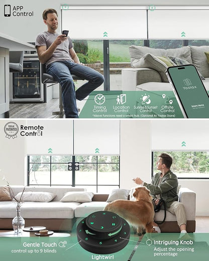 Yoolax Motorized Blinds with Remote, Blackout Smart Blinds Motorized Fabric Roller Shades Work with Alexa, Automatic Shades for Windows Custom Size (White)