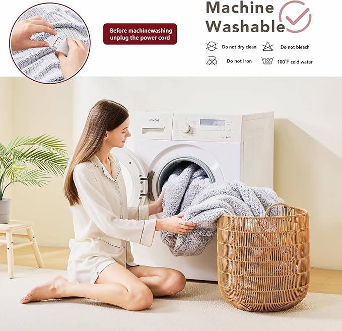 Heated Electric Blanket Full Size - 72"x84" Flannel Heating Blanket with 10 Heating Levels & 5 Time Settings Over-Heat Protection, Winter Warmer for Adults with ETL Certification（Grey）