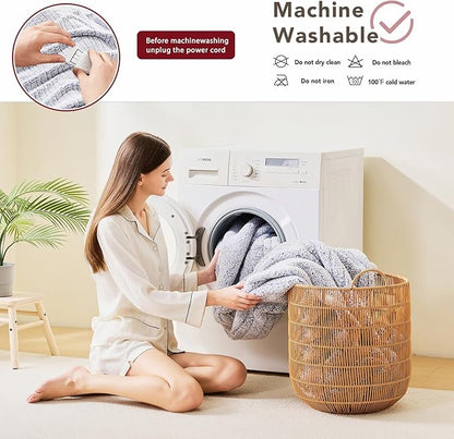 Heated Electric Blanket Queen Size - 84"x90" Flannel Heating Blanket with 10 Heating Levels & 5 Time Settings Over-Heat Protection, Winter Warmer for Adults with ETL Certification（Grey）