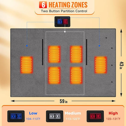 Battery Operated Heated Blanket, Fast Heating Wearable Wireless Heated Shawl Throw, Water-Resistant Cordless Electric Blanket with Power Bank for Camping, Outdoor, Stadium, Winter Warm Gift(Black)