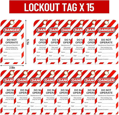 Lockout Tagout Kit Electrical Loto Group Lockout Hasps, Lockout Tags, Safety Padlocks with Number, Nylon Ties with Pocket Bag
