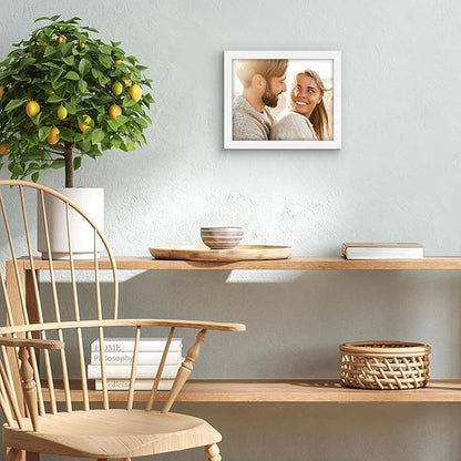 Americanflat 8x10 Picture Frame with Shatter-Resistant Glass - Signature Collection - Gallery-Style Frames Made of Engineered Wood - Picture Frames for Tabletop and Wall Display - White