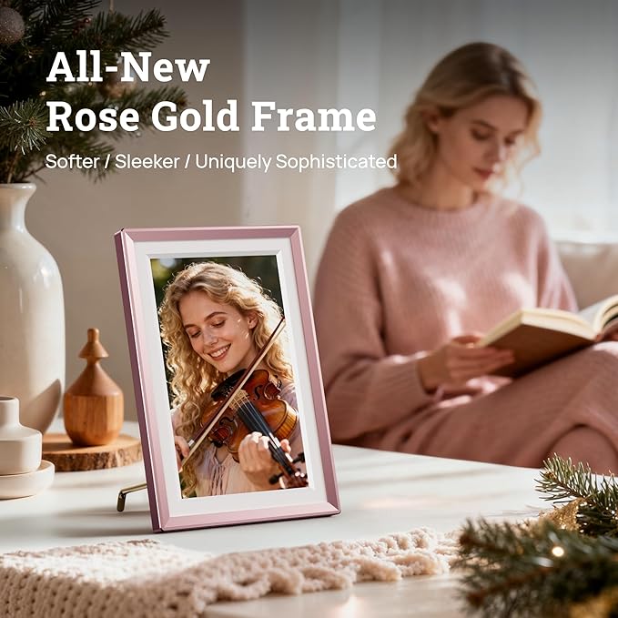 ARZOPA D10 10.1" Premium Metal Digital Picture Frame – HD IPS Anti-Glare Touchscreen, Instant Photo & Video Sharing from Your Phone via Free App, A Thoughtful Gift, Rose Gold