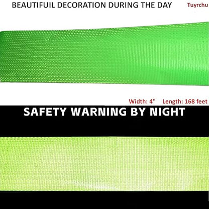 Green Reflective Tape Outdoor Waterproof 4 inch Wide, High Visibility Warning Industrial Marking Tape, Safety Stickers (168 feet)