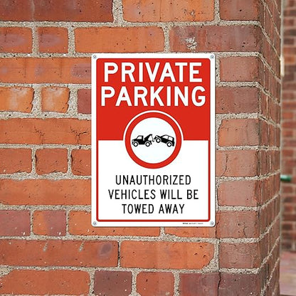 Brimar 10"x14" Private Parking Sign - Rust Free Aluminum, Weatherproof, Clear Designation for Private Parking Areas, Essential for Property Owners.