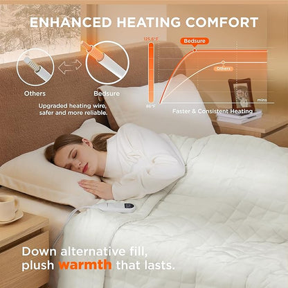 Bedsure Electric Blanket Full Size - Heated Weighted Blanket Full with 6 Heat Settings, Fasting with 10 Time Settings & 8 Hours Auto-Off (72x84 inches, Ivory)