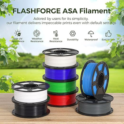 FLASHFORGE ASA Filament 1.75mm Green, 3D Printer Filament 1kg (2.2lbs) Spool, Dimensional Accuracy +/- 0.02mm, Durable, High UV-Resistant, Perfect for Printing Outdoor Functional Parts