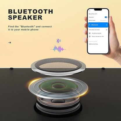 Hasipu Vanity Mirror with Lights and Bluetooth Speaker, 10.6" x 13.8" LED Makeup Mirror with 10X Magnification, Smart Touch 3 Colors Dimmable, Brightness Adjustment, 360° Rotation, White