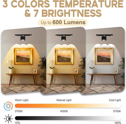 Motion Sensor Wireless Picture Lights for Wall, Dimmable Battery Operated Picture Light with Timer, Extendable Painting Light with Remote, 3 Color Temp, Rotatable Wall Art Light for Paintings