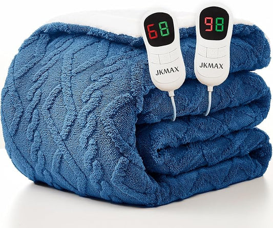Heated Electric Blanket Queen Size-84"x90" Heating Blanket with 10 Heating Levels & 5 Time Settings Over-Heat Protection，Winter Warmer for Adults with ETL Certification（Blue）