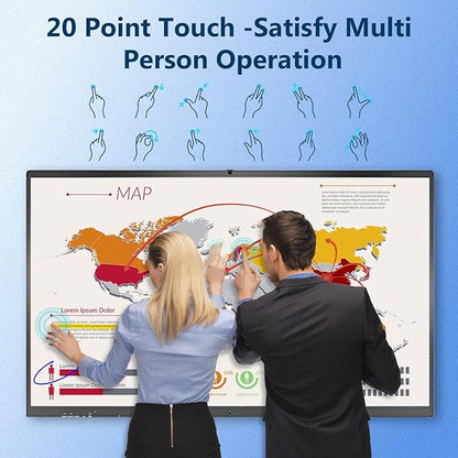 Smart Board with Wireless HDMI Display Adapter, 55 Inch Interactive Whiteboard 4K Touchscreen Built in HD Camera, Digital Presentation Electronic Smart WhiteBoard for Classroom Home Office
