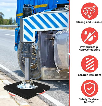 2 Pcs RV Outrigger Pads, 18" x 18" x 1" Non-Slip Rv Stabilizer Jack Pads with Handle, Heavy Duty Rv Pads for Leveling Jacks Blocks for Truck Trailer Crane Wrecker Service Truck, Black