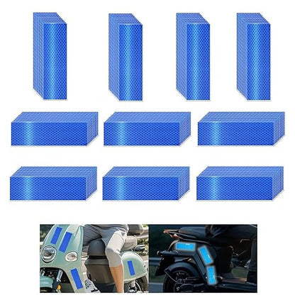 Non Fading Blue Reflective Stickers 2 inch X 6 inch, Outdoor Waterproof High Visibility Warning Safety Adhesive Reflector Tape (100 Pcs)