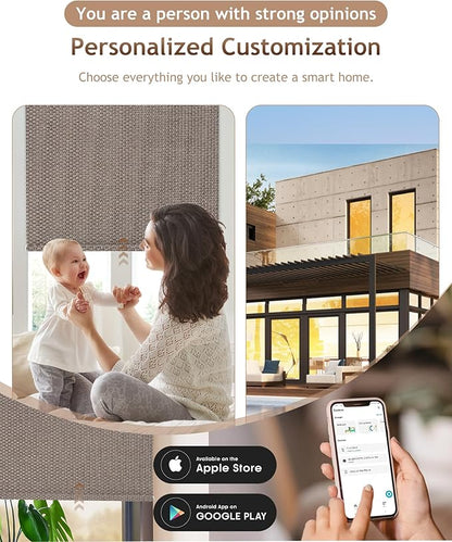 Kincmo Motorized Blinds with Remote,100% Blackout Motorized Roller Shades Work with Apple Homekit,Alexa,Google, Custom Electric Blinds with App,Voice Control (Groove Brown)