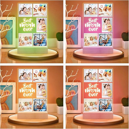 Custom Picture Frame with Photo, Personalized Photo Frame with Night Light, Customized Picture Frames, Personalized Valentines Day Gifts for Mom, Baby, Kid, Family