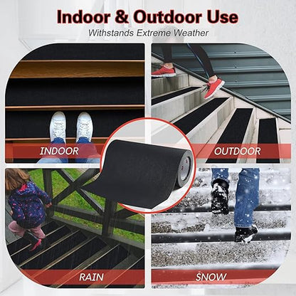 S&X 12” x 33' Anti Slip Grip Tape – Non-Slip Skid Tape for Skateboards, Outdoor Stair Treads, Wooden Steps, and Exterior Tread Strips – Waterproof, Durable, Strong Adhesive, High Traction Safety Tape