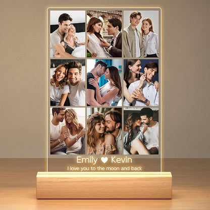 Personalized Picture Frame with Photos, Custom Picture Frames, Personalized Photo Frame, Customized Anniversary Birthday Valentines Day Gifts for Women Men Her Him Girlfriend Boyfriend Couples