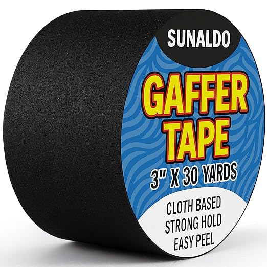 Gaffers Tape (3 Inch x 30 Yards) Strong Hold, Easy to Rip, Residue-Free Professional Grade Floor Tape for Electrical Cords, Matte Finish Non Reflective, Weather Resistant (Black)