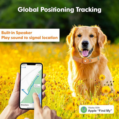 2-in-1 GPS Tracker for Dogs&Cats: Smart Collar with Real-Time Location, No Monthly Fee, Unlimited Range (iOS Only) GPS Tracker Dog Collar- Ideal for Small, Medium Large Dogs(Tracker Included) (Brown)