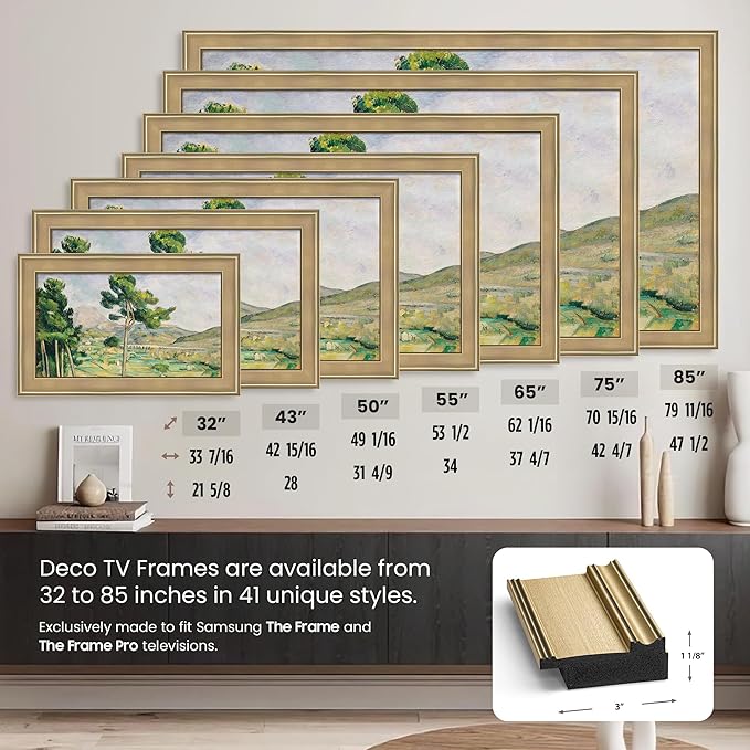 Champagne 55" Premiere Deco TV Frame - Compatible ONLY with Samsung The Frame TVs (Fits 2021-2025, LS03A, LS03B, LS03C, LS03D, LS03FA)
