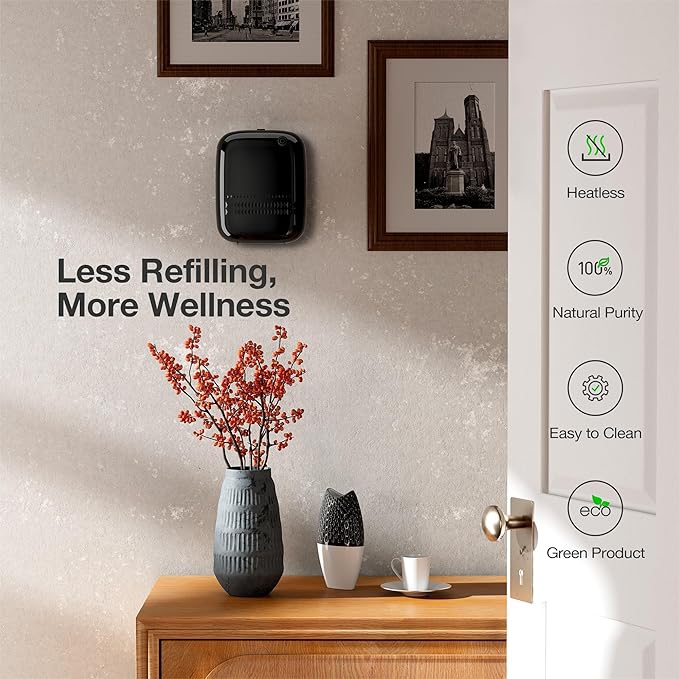 Airversa Waterless Essential Oil Diffuser for Home and Commercial Use, Up to 2000 sq ft 400 mL Capacity, Scent Diffuser for Large Rooms, Smart Scent Air Machine with 12V1A Power Adapter, ANW Black