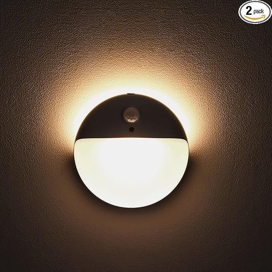 2 Pack Motion Sensor Light Indoor, 2.6" Small Stick on Lights for Stairs, Bathroom, Dimmable Battery Night Light, 3 Light Modes, Soft LED Light for Travel, Toliets, Bedroom, Kids, Warm White