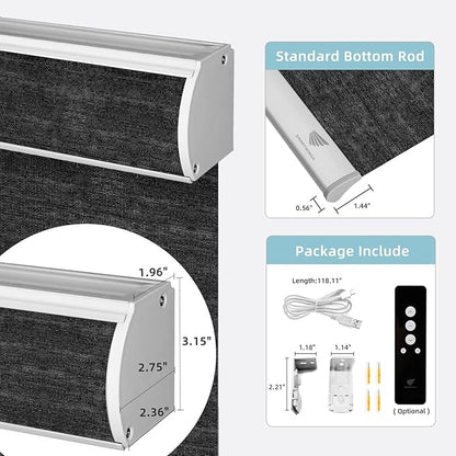SmartWings Motorized Smart Blinds for Windows in Light Filtering, Electric Remote Roller Shades Compatible with Alexa/Google Home/Homekit, Custom Up to 110”W x 148”H, 5% Openness PVC Free Black