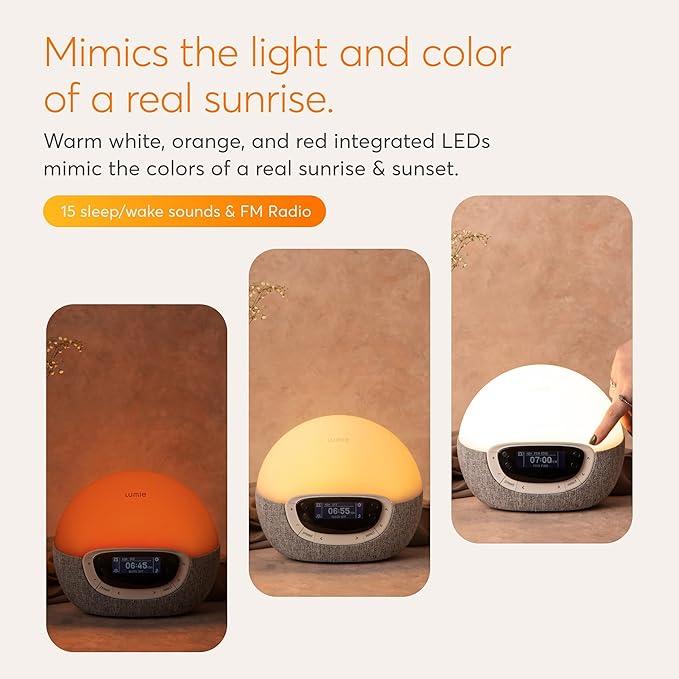 Lumie Bodyclock Shine 300 – Sunrise & Sunset Alarm Clock - Bedside Lamp with Custom Light Duration - Wake-Up, Night & Reading Light - Warm LEDs