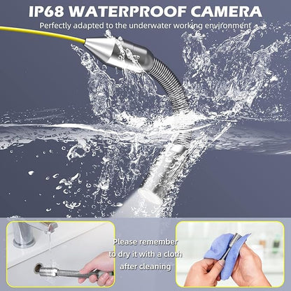 Sanyipace Sewer Camera 100FT/30M, Pipe Inspection with Adjustable Lights, 1000TVL Duct Camera, 4500mAh Battery Powered, 7-inch LCD Monitor, DVR Recorder, 9723D-30M/100FT