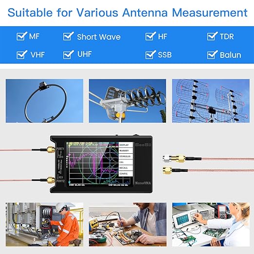 SEESII NanoVNA-H4 Vector Network Analyzer with 32GB Card, Latest V4.4 9KHz-1.5GHz HF VHF UHF 4" Touch Screen Nano Vna h4 Antenna Analyzer Measures Voltage Standing Wave Ratio, Phase,Delay,Smith Chart