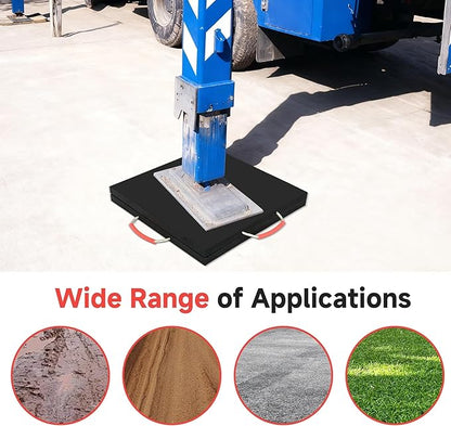 2 Pcs RV Outrigger Pads, 18" x 18" x 1" Non-Slip Rv Stabilizer Jack Pads with Handle, Heavy Duty Rv Pads for Leveling Jacks Blocks for Truck Trailer Crane Wrecker Service Truck, Black