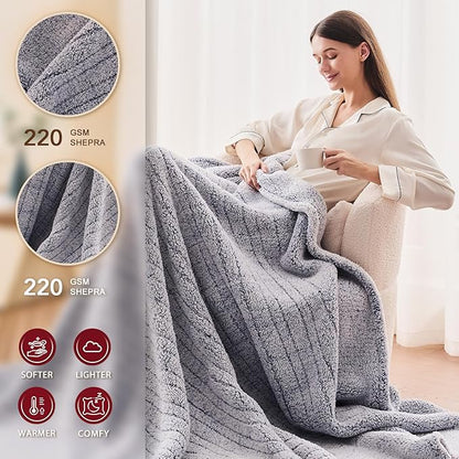Heated Electric Blanket King Size - 100"x90" Flannel Heating Blanket with 10 Heating Levels & 5 Time Settings Over-Heat Protection, Winter Warmer for Adults with ETL Certification（Grey）