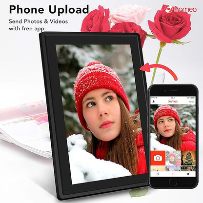 10.1 Inch 16GB Smart WiFi Digital Picture Frame, Send Photos or Small Videos from Anywhere, Touch Screen, 800x1280 IPS LCD Panel, Portrait and Landscape(Black)