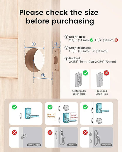 HIDALIFE Keyless Entry Door Lock with Keypad and Handle for Front Doors, Touchscreen Electronic Door Lock, Anti-peep Password, Auto-Locking, Matte Black