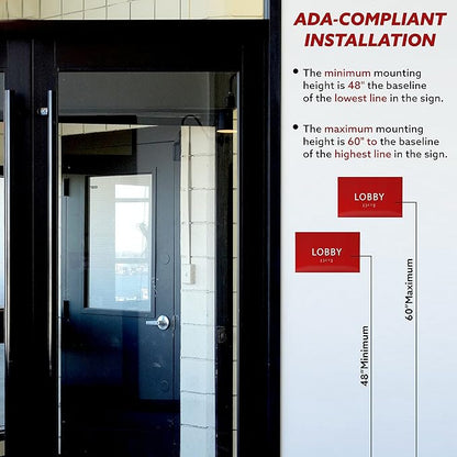 6" X4" Lobby Sign - Tactile Graphics Grade 2 Braille Text Reception Area Sign| Utility ADA Compliant Wall Mount Plastic Signs For Hospital, Offices, Businesses & Apartments