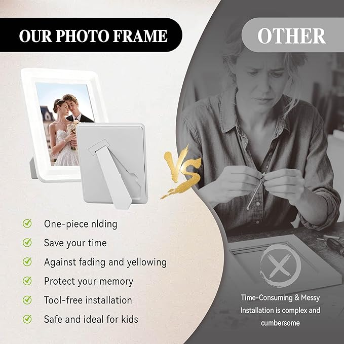 White 5x7 Picture Frame with Acrylic Front 6 Pack, ABS Frame for 5x7 or 4x10 Photos, Shatterproof UV-Resistant Tabletop Photo Frame, Vertical/Horizontal Display for Home Décor