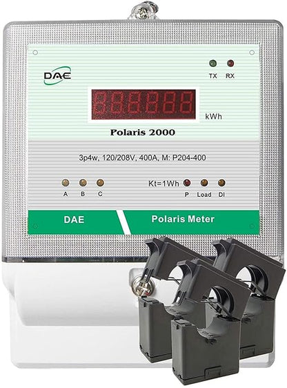 DAE P204-400 KIT, 400A, UL kWh Smart Submeter, 3 Phase, 120/208V, 3 Split Core CTs (Inner Dia. 1.38 inch)