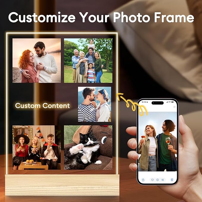 Custom Picture Frames with Photo, Personalized Music Plaque with Night Light, Customized Picture Frame, Personalized Couple Present for Her/Him/Girlfriend/Boyfriend (R10)