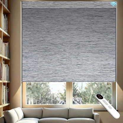 Smart Motorized Blinds – 100% Blackout Roller Shades with Remote, Alexa/Google Home/Siri Control, Matter Compatible, Wireless Rechargeable Battery, Custom Sizes for Windows & Sliding Doors