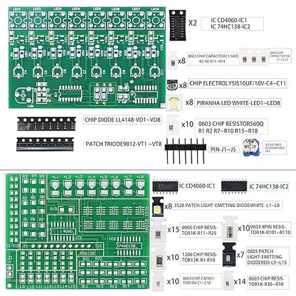 5in1 DIY Soldering practice Kit! Includes Small USA Flag, Star LED, USB Night Light, 15Way Flow & Drip Lights. SMD/SMT projects, ideal for beginners.This exercise kit can unleash your creativity