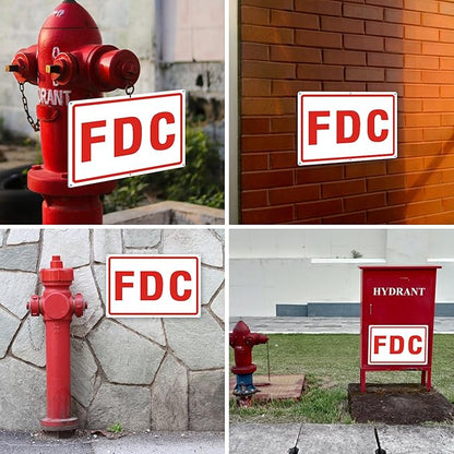 FDC Sign, 2 Pack Outdoor Aluminum Metal Sign, FDC Signs for Fire Department Connection, UV Protected Weather Resistant and Easy to Install (White Color, 18 x 12 inches)