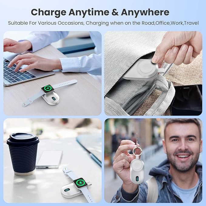 [2-Pack]Portable Charger for Apple Watch Series,Compact Wireless Magnetic iWatch Charger,2800mAh Fast Charging Power Bank for Apple Watch Series 10/9/8/7/6/SE/5/4/ 3/2/1/Nike/Ultra/Ultra 2-Black+White
