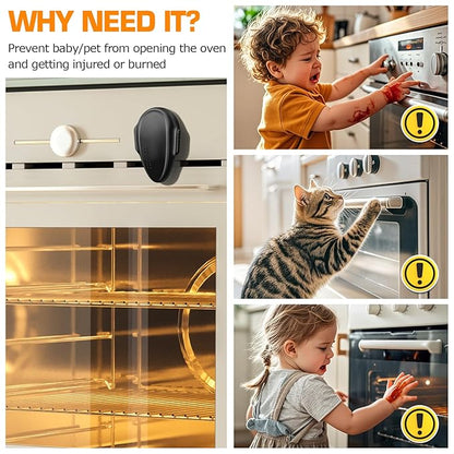 Oven Lock Child Safety (2 Pack),Oven Door Lock,Oven Front Lock, Baby Proofing, Baby and Child Proof Locks for Drawer Oven Stove Door, Upgrade Heat-Resistant Material, Easy to Install - Black